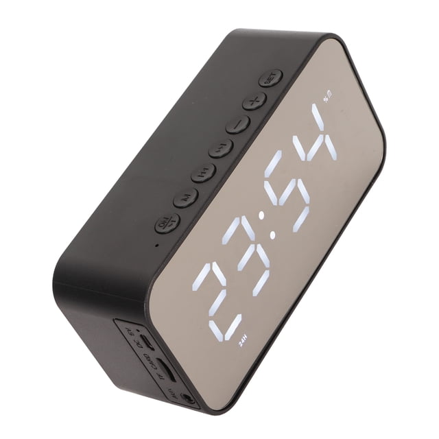 Wireless Speaker, Mirror Alarm Clock Clear Sound Temperature Display FM Radio Strong Bass for Home Black,Pink,White