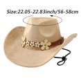 thumbnail image 2 of Hsqqdc Cowgirl Hat with Flower Belt Buckle Wide Brim for Country Concerts, 2 of 7