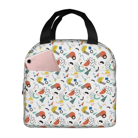 Insulated Lunch Bag for Women Men - Geometric retro Leakproof Cooler Lunch Box for Women Men  Lunch Tote Bags for Work School Picnic Travel