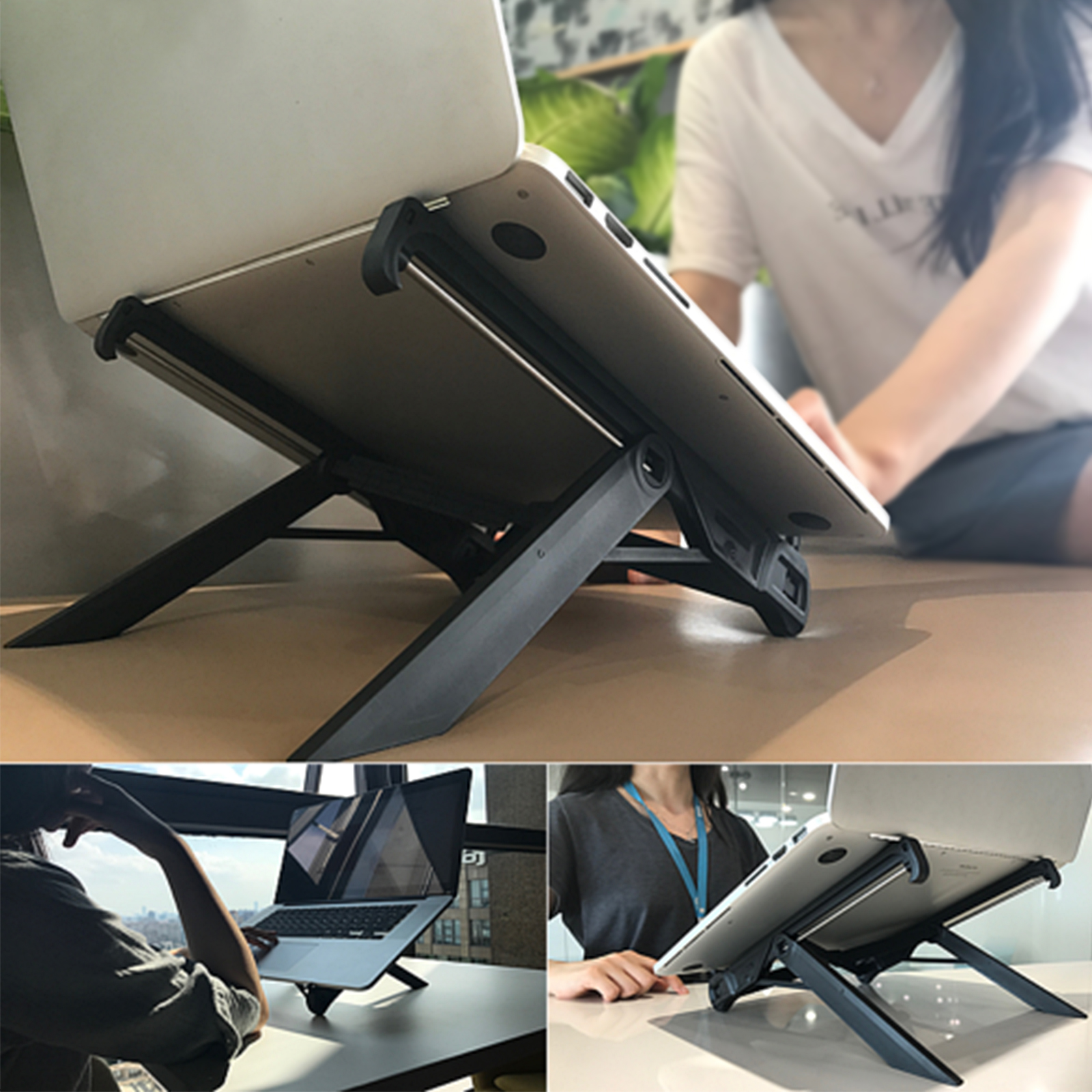 EEEkit Universal Laptop Stand with Height Adjustment, Ventilated Desktop Holder Supports iPad, Tablet, MacBook, Black - image 3 of 9
