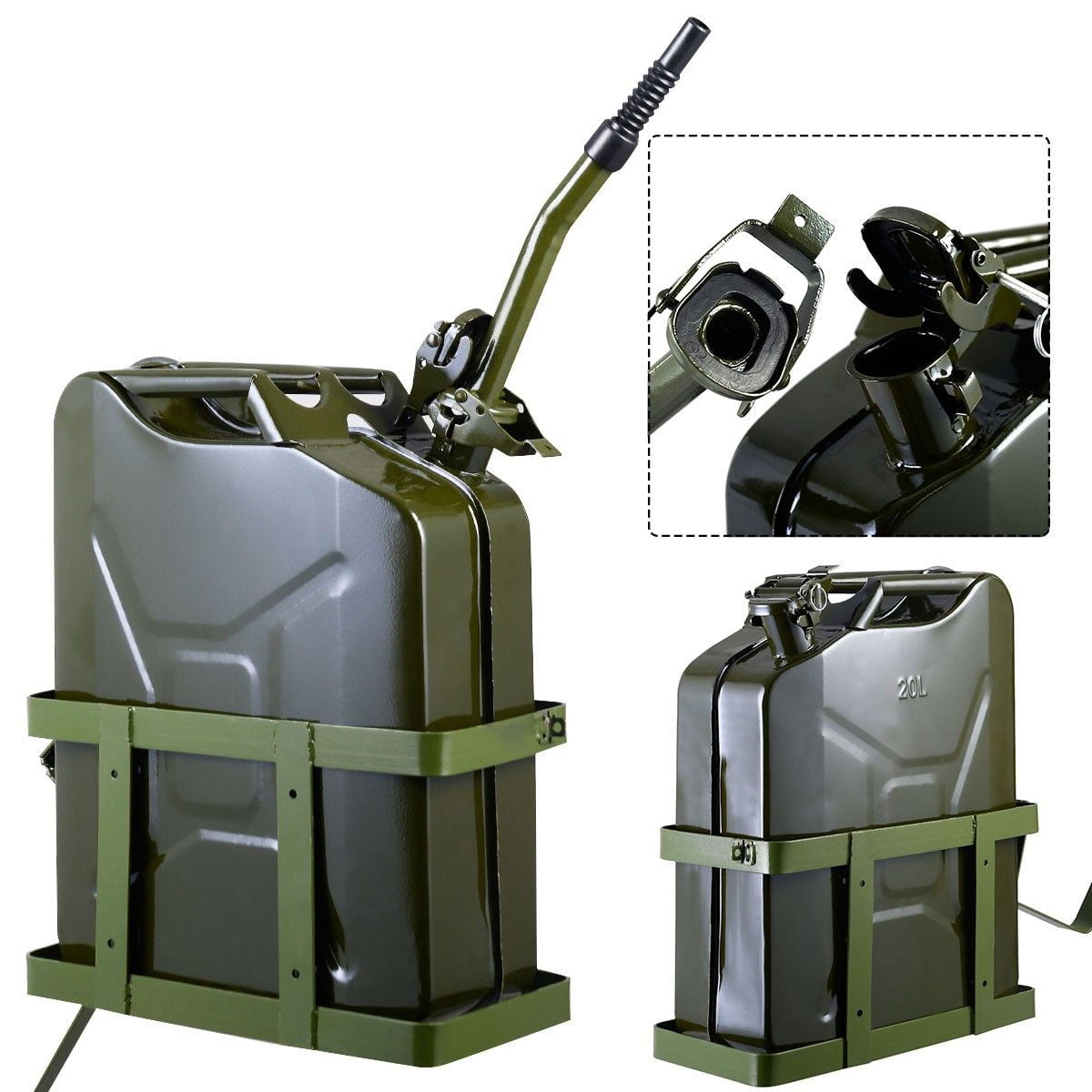 Clever Market Gas Tank Metal Automotive Jerry Can Fuel Steel Tank 5 Gallon Gal Solid Holder Military Red NATO Army Style Durable Gasoline Tank 20L Pack of 2