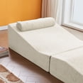 thumbnail image 4 of Foldable Tatami Lounger Sofa Bed, High-Density Sponge, Velvet Upholstery, Beige, 80.31 Inch Length, Portable Design, No Assembly Required for Living Room Bedroom Balcony Office, 4 of 10