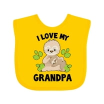 Inktastic Cute Sloth I Love My Grandpa with Green Leaves Boys or Girls Baby Bib