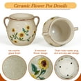 thumbnail image 4 of EFISPSS 6 inch vintage ceramic flower pot with relief design & handles， plant pot with drainage hole，sunflower home garden decor, 4 of 8