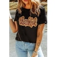 thumbnail image 2 of Women's Black Sequined Thankful Graphic Round Neck Tee, (US 20-22)2XL, 2 of 8