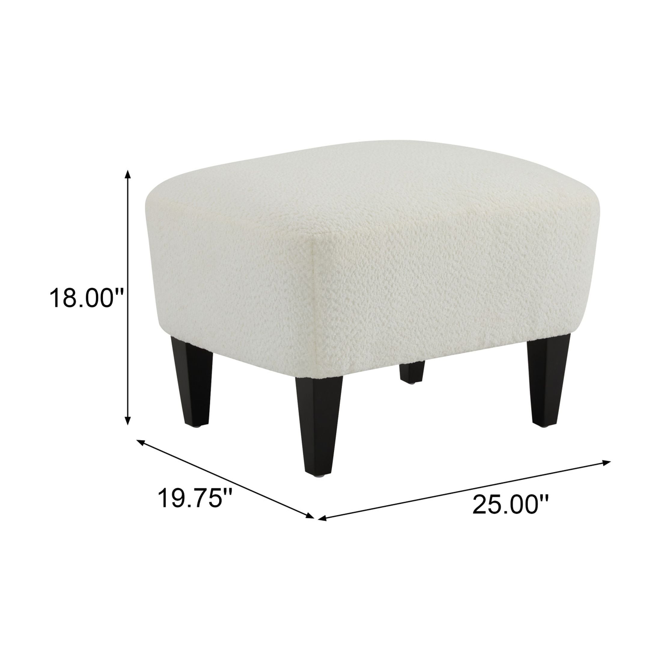 Christopher Knight Home Accent Chair with Ottoman, Tapered Wood Legs, Off White