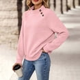 thumbnail image 5 of CINVREST Mock Sweatshirts Women 2026 Fall Winter Fashion Casual Loose Pullover Long Sleeve Button Texture Tops (S, Pink), 5 of 8