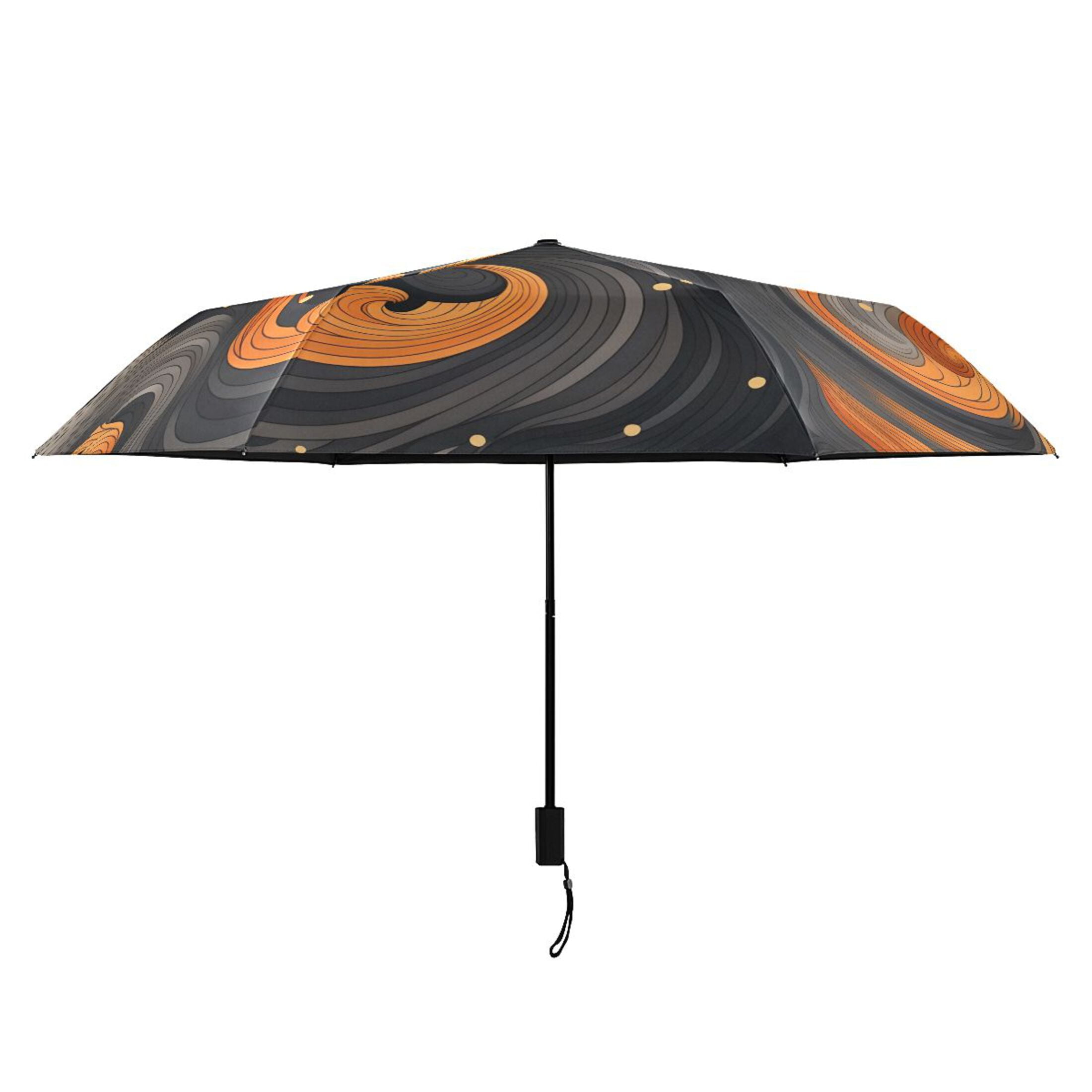 Black and Orange UPF 50+ Compact Folding Umbrella for Rain Windproof Travel Umbrella Lightweight Packable