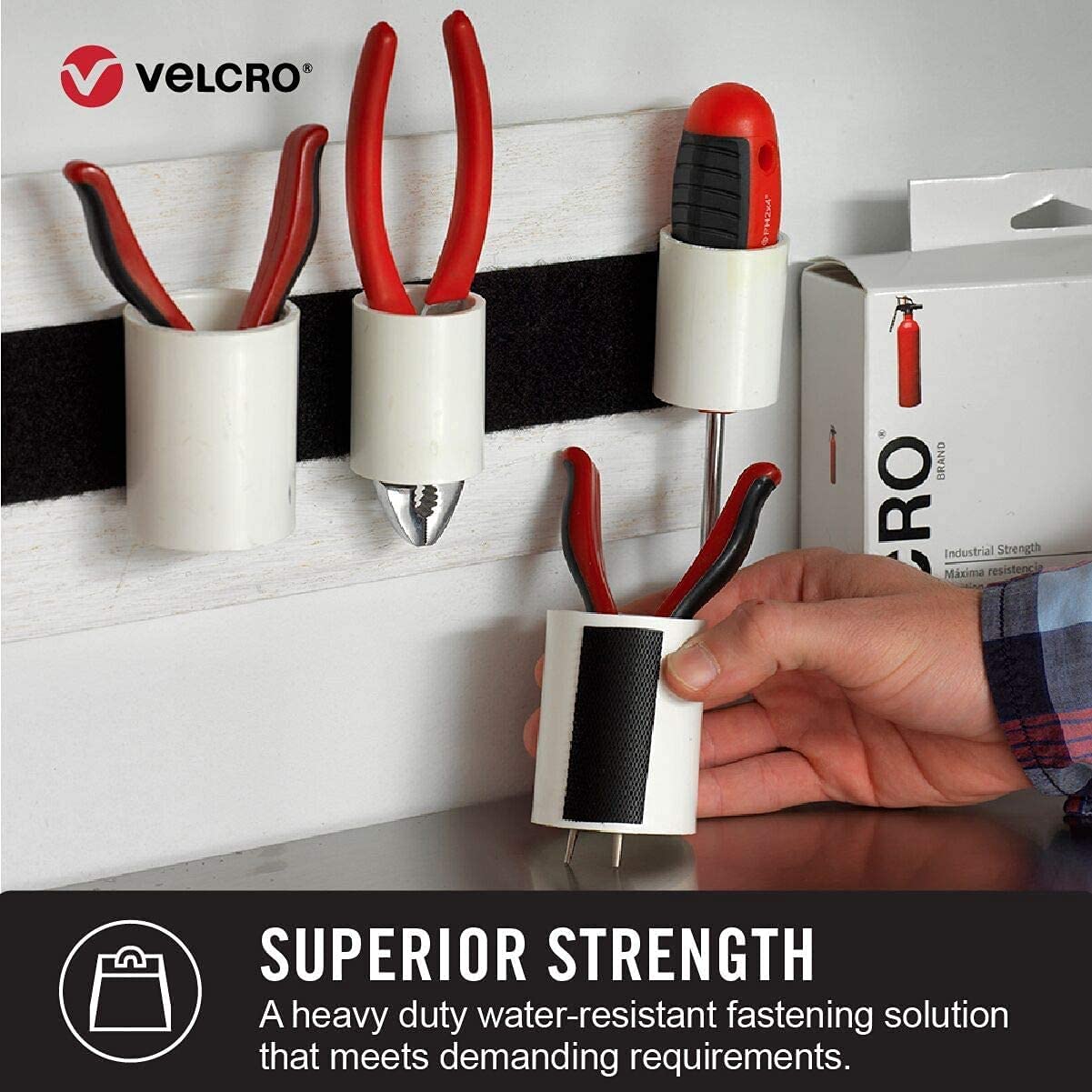VELCRO Brand Industrial Strength, Indoor & Outdoor Use, Superior Holding Power on Smooth Surfaces 10ft x 2in Roll, Black - image 3 of 7
