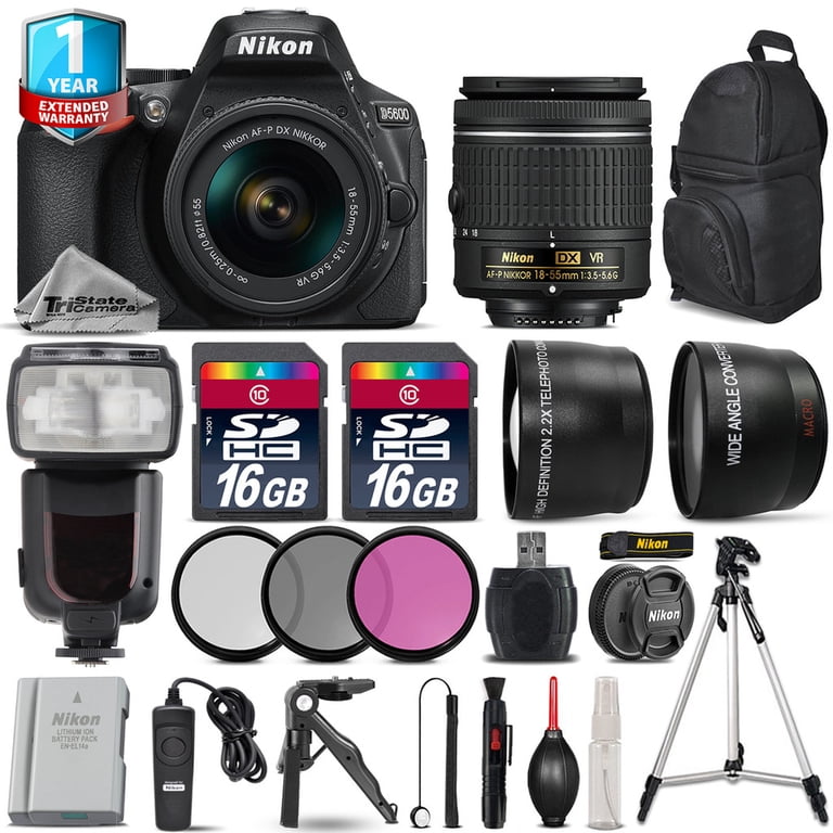 Nikon D5600 DSLR Camera + 18-55mm VR + Pro Flash + Extra Battery +