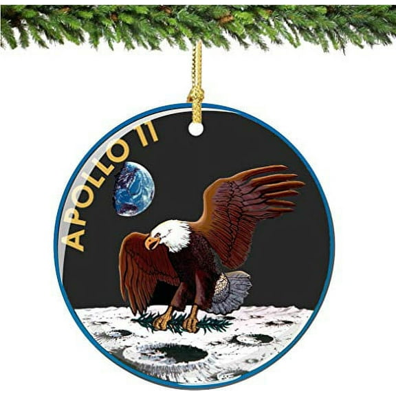 City-Souvenirs Officially Licensed NASA Apollo 11 Christmas Ornament Porcelain Double Sided 2.75 Inches