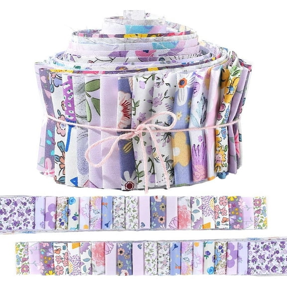 40Pcs Cotton Quilting Strips 39 x 2.6 Inch Jelly Rolls Chinoiserie Fabric Precut Patchwork Floral Print Quilting Strip Bundle for Blanket Rug Upholstery Home Decor Purse Crafts Making