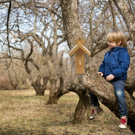 WEUVEB 1Pcs Bird Feeding Station in Light Brown for Outdoor Use
