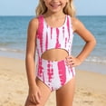 thumbnail image 2 of FINALGANG Girls One Piece Bathing Suit Tie Dye Sleeveless With Front Hollow Detail High Cut Leg Onesie Swimsuit For Beach Pool Summer Wear Pink 8-9 Years, 2 of 7