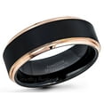 thumbnail image 3 of Matte Black Tungsten Wedding Band Black & Rose Gold Stepped Edge Tungsten Carbide Mens Anniversary Ring #779WFSs15, 3 of 3