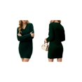 thumbnail image 3 of Vestido Tipo Suéter con Cuello en V para Mujer, Estilo Suéter Tipo Túnica Holgado Informal de Larga con Punto y Larga para Otoño. Verde Oscuro M, 3 of 7