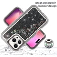 thumbnail image 5 of Case for iPhone 15 Pro Max,Military Grade 3 in 1 Hybrid Glitter Liquid Quicksand Moving Stars Sparkle Flowing Shockproof Protective Phone Case for iPhone 15 Pro Max,6.7 inch (Black), 5 of 10
