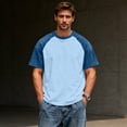 thumbnail image 3 of Dresfit Baseball Shirts for Man Short Sleeve Golf Shirts Patchwork Crewneck Raglan Denim Shirt 2026 Summer Big and Tall Washed Lightweight Atheletic T Shirts Light Blue M, 3 of 6