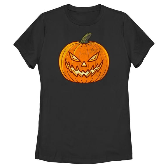 Women's Lost Gods Halloween Evil Jack-O'-Lantern Graphic Tee Black 2X Large