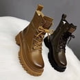 thumbnail image 4 of Gran oferta 2023 Otoño/Invierno nueva cabeza redonda pierna corta juvenil Street Riderew botines con cordones botas planas Martin para mujer, 4 of 5