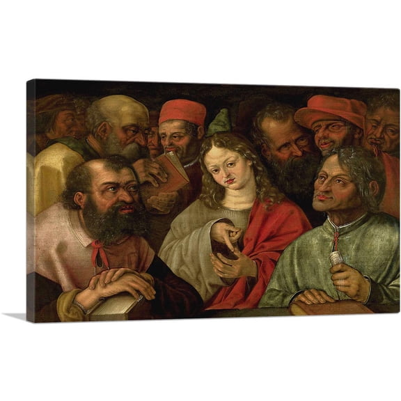 ARTCANVAS Christ Among The Doctors Canvas Art Print by Hans Hoffmann - Size: 12" x 8" (0.75" Deep)
