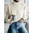 thumbnail image 3 of Women'S Winter Autumn Solid Color Lantern Sleeve Long Sleeve Sweater Pullover Coat  XXL, 3 of 5