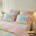 thumbnail image 7 of XeGe Set of 2 Fluffy Faux Rabbit Fur Pillowcases, Cozy Luxury Striped Plush Fuzzy Zippered Pillow Cases, Decorative Shaggy Furry Tie Dye Long Pillow Shams for Bedroom Living Room 20x36, King, Rainbow, 7 of 7