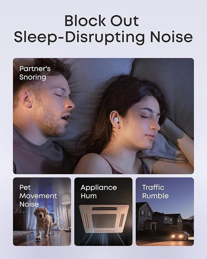 Soundcore Sleep A30 Special by Anker, Sleep Earbuds, ANC, Passive Isolation, Snore Masking, Extensive Sleep Audio, Ultra Comfort for Side Sleepers, 8-10H Playtime