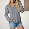 thumbnail image 2 of larppty Womens Sweatshirts V Neck Long Sleeve Soft Sweatshirt Oversized Fall Fashion Hoodies Pullover with Pocket (Grey, XL), 2 of 7