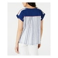 thumbnail image 2 of STYLE & COMPANY Womens Navy Short Sleeve Scoop Neck Top Size: L, 2 of 3