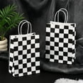 thumbnail image 5 of 16Pcs 5.9 x 3.2 x 8.3 Inch Checkered Paper Treat Bags Race Car Gift Bags Bulk Rectangle Black White Tartan Grid Shopping Treat Pouches for Birthday Race Car Party Favors Presents Packaging Black, 5 of 7