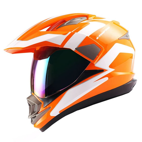 1Storm Dual Sport Helmet Motorcycle Full Face Motocross Off Road Bike HGXP14A Racing Orange White