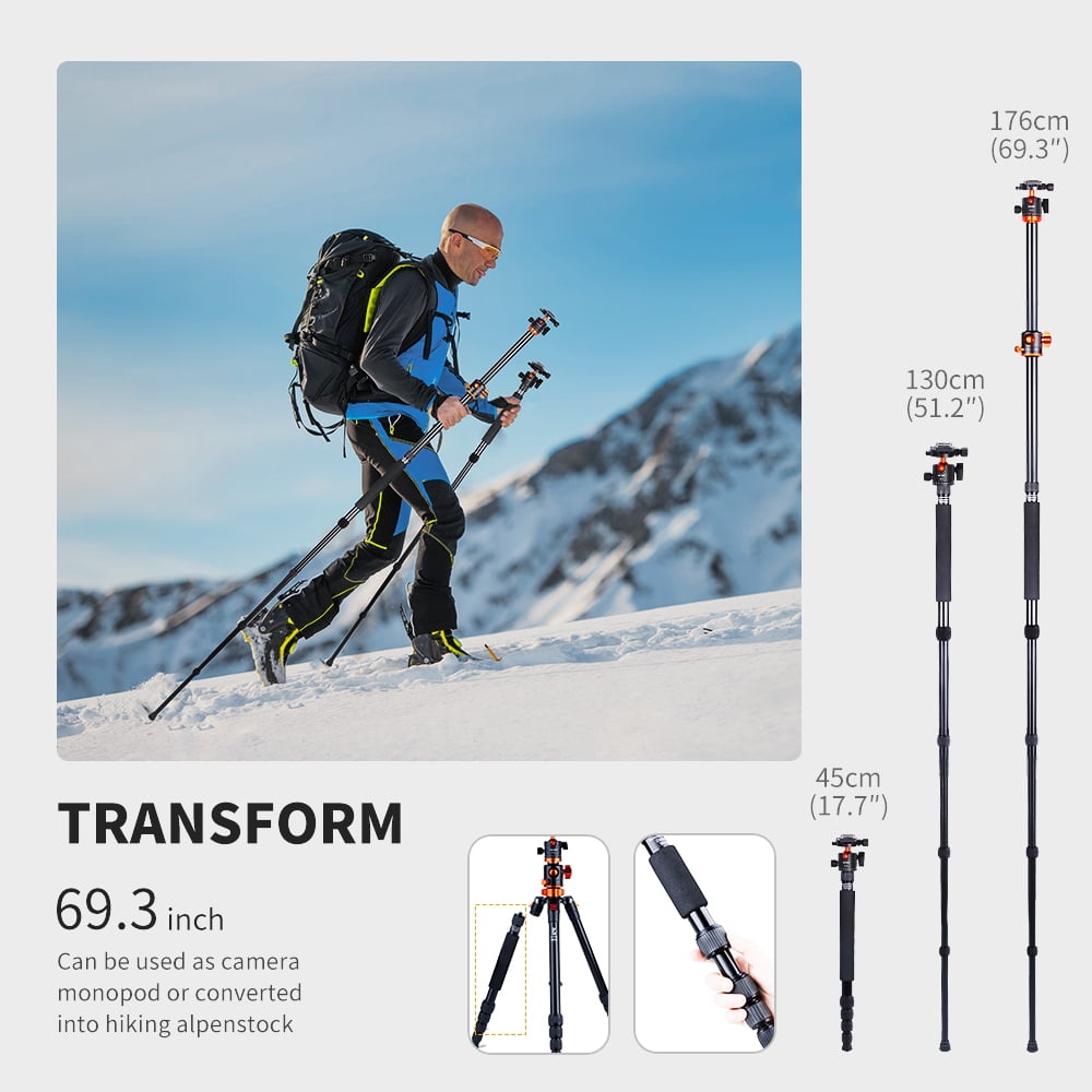 K&F CONCEPT Aluminum Monopod Tripod, Panorama Features, Black