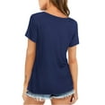 thumbnail image 2 of Fancyglim Womens V Neck Tee Shirts Summer Short Sleeve Plain Tops (Navy L), 2 of 6