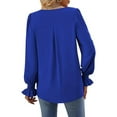 thumbnail image 2 of Women'S 2025 Long Sleeve Tops Dressy Casual V Neck Tunic Shirts Loose Chiffon Work Blouse Blue M, 2 of 3