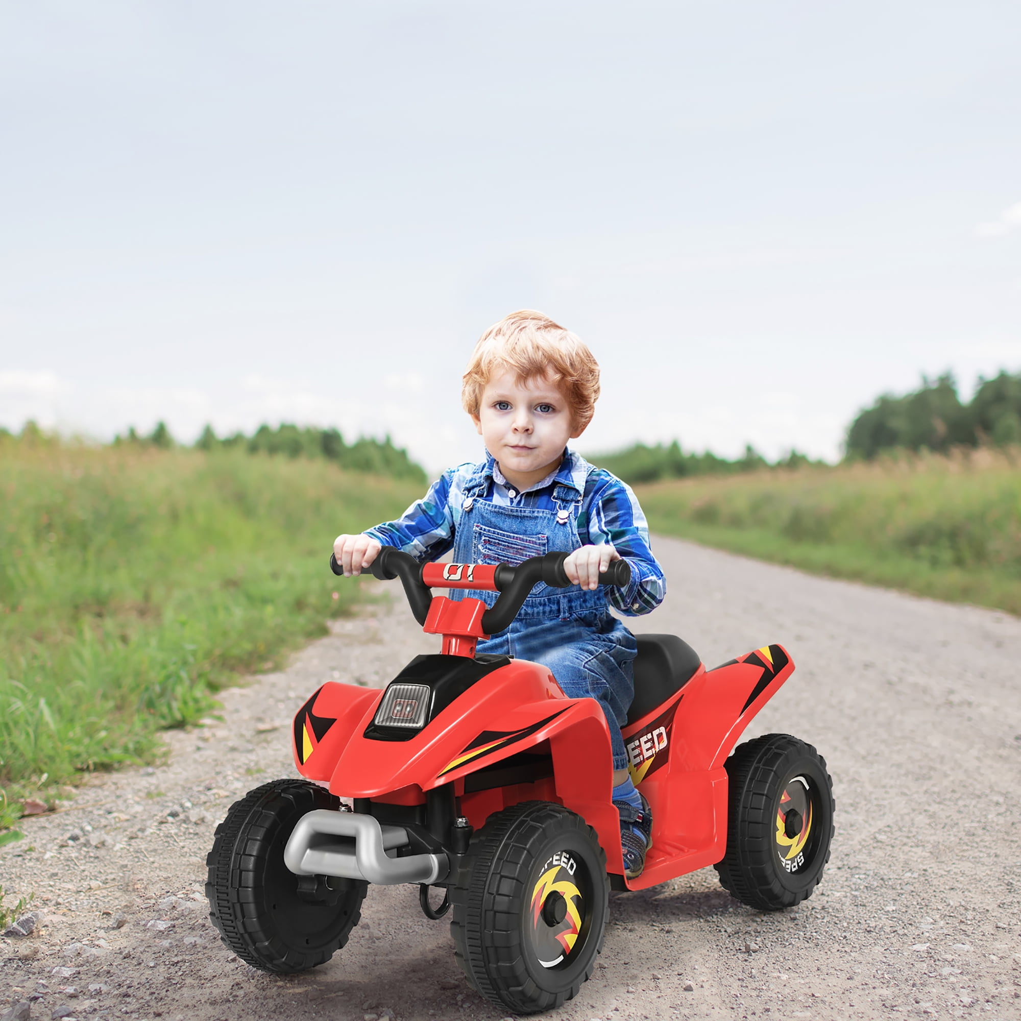 Costway 6V Kids Electric Quad ATV 4 Wheels Ride on Toy Toddlers Forward & Reverse Red