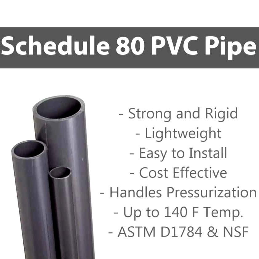 3 FT .5 PVC Premium Industrial PVC Pipe Schedule 80 Grey 1//2 Inch Grey