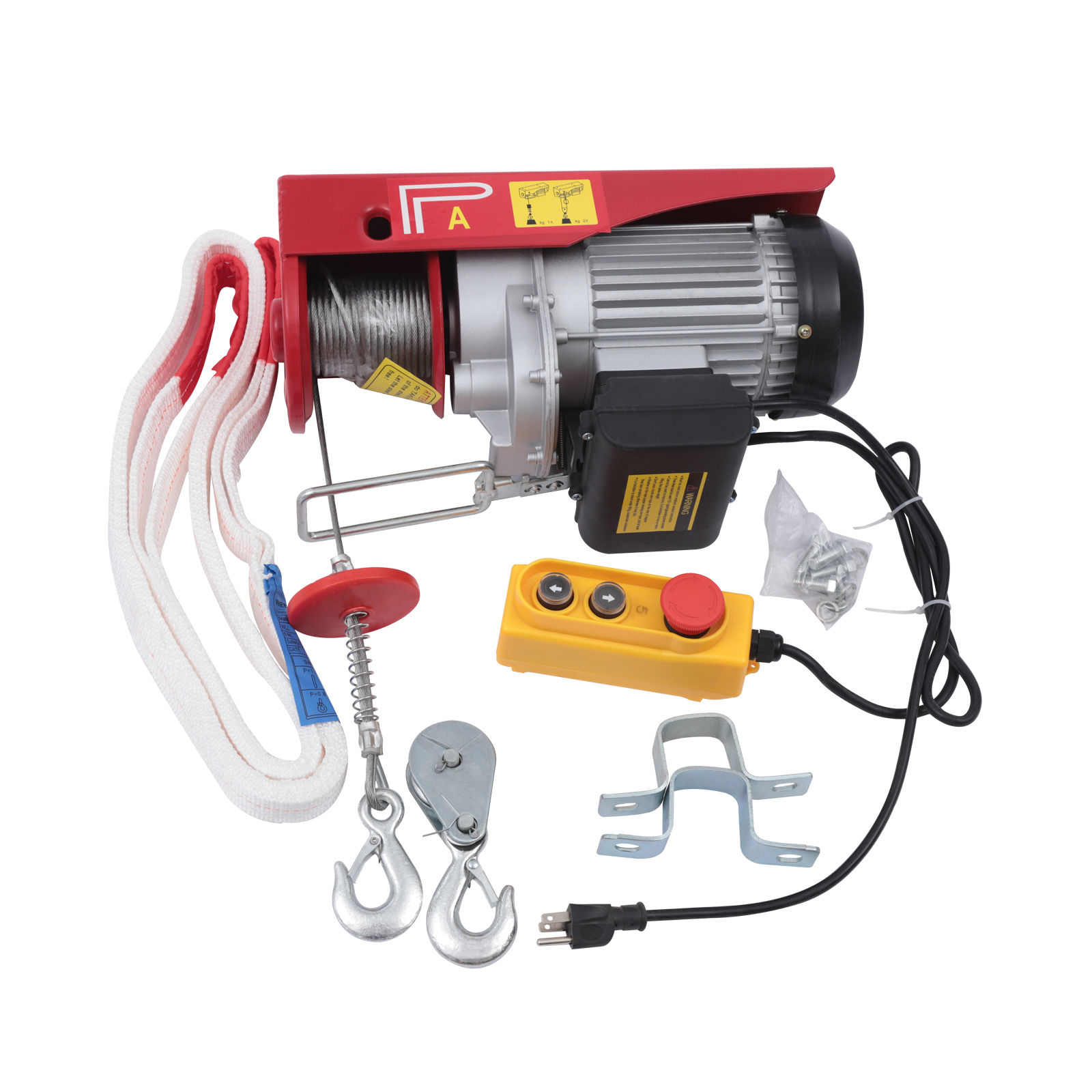110V Electric Hoist Winch Engine Crane 1050W Alloy Steel & Plastic PA500 1100lbs for Factories, Warehouses, Construction Sites, Carmakers, Railway Constructions
