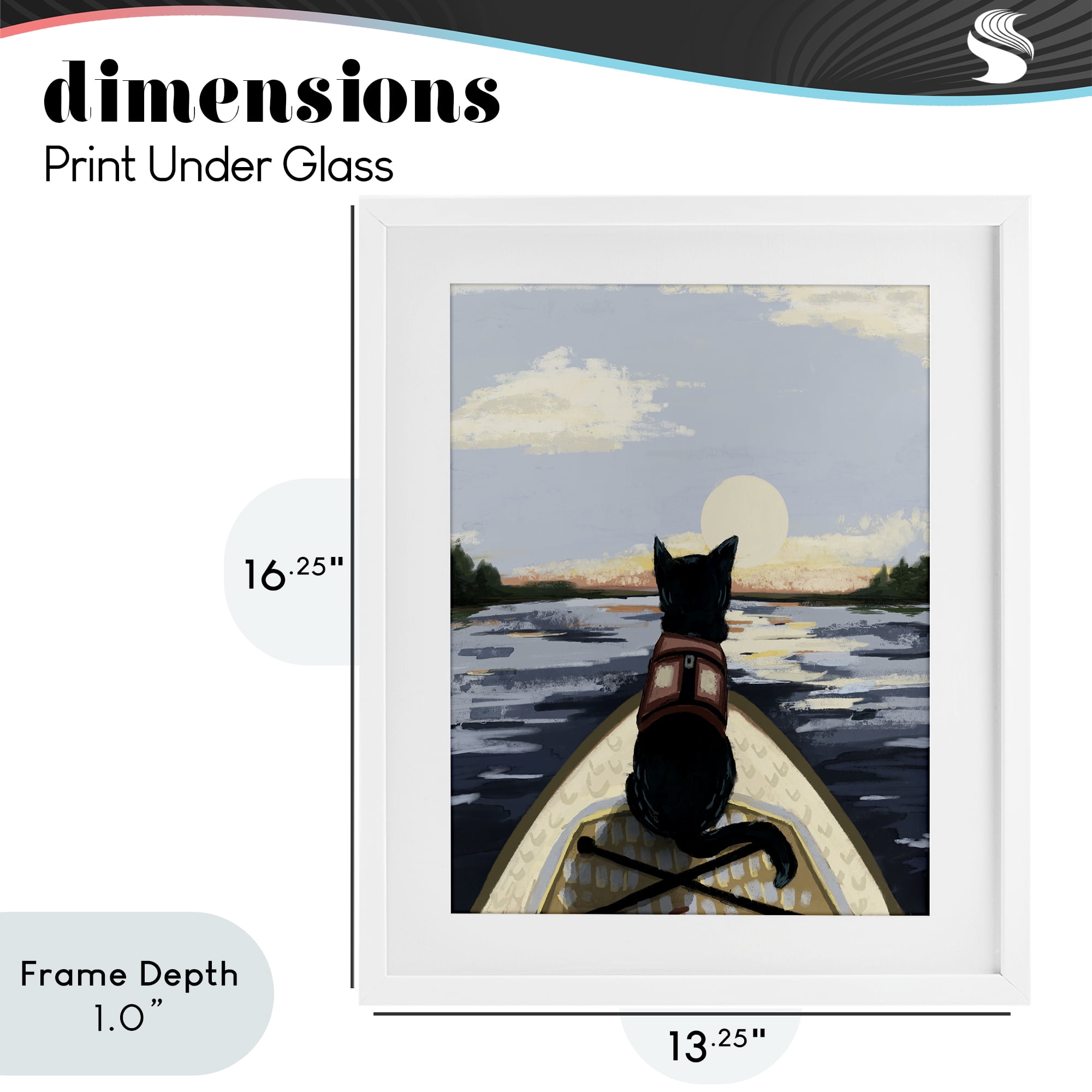 Stupell Industries Peaceful Cat Viewing Lake White Framed Print Under Glass, design by Denise Bartkus