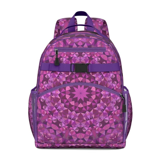 Trippy Colorful Geometric Abstract School Backpack With Adjustable Straps Chest Buckle Lightweight Durable Bookbag For Student And Students