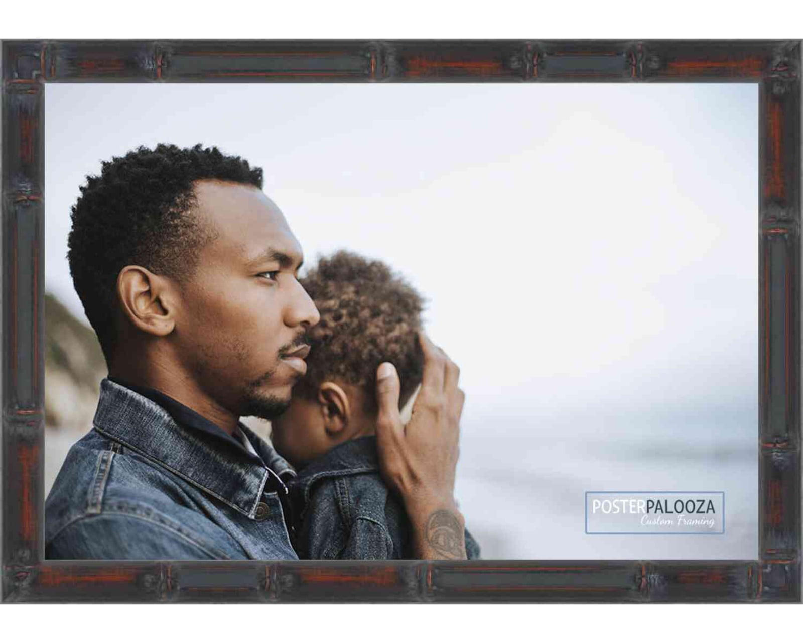 18x24 Brown Thin Bamboo Picture Frame - UV Acrylic, Foam Board Backing, Hanging Hardware