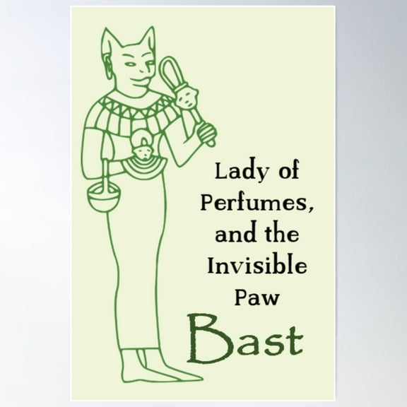 Bast, Egyptian Cat Goddess Poster Wall Art, Modern Wall Decor For Living Room Bedroom, 12x18 UNFRAMED