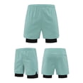 thumbnail image 2 of DDAPJ pyju Men's Basketball Shorts with Compression Liner Quick Dry Athletic Running Shorts 2 in 1 Workout Gym Short Pants with Pockets Green L, 2 of 5