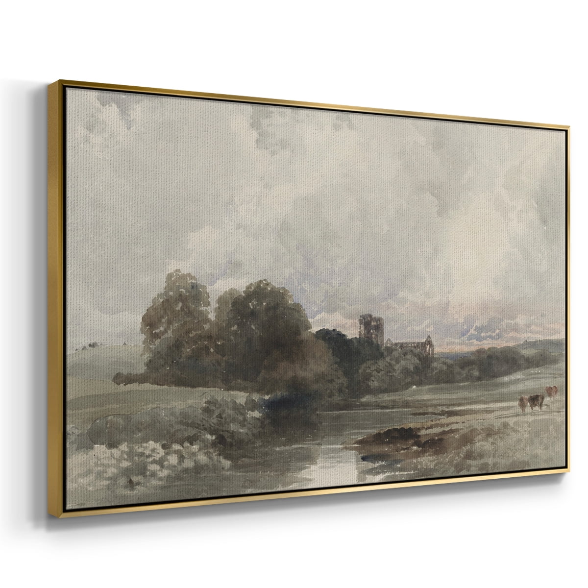 Vintage Landscape-XXXIX By Wexford Home Framed in Gold Wood Gallery Wrapped Canvas 27 in. x 41 in.