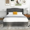 thumbnail image 4 of Gymax Queen Upholstered Platform Bed Frame w/ Button Tufted Headboard Noise-free, 4 of 10