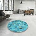 thumbnail image 4 of Ahgly Company Tapis d'Intérieur Lavable en Machine Carré Turquoise Bleu Vif, 6 Pieds Carré, 4 of 7
