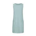 thumbnail image 5 of Fartey Summer Dresses for Women 2025 Eyelet Casual Loose Sleeveless Sundresses Solid Color Tank Dress with Pockets Breathable Crewneck Beach Sundress Light Blue S-2XL, 5 of 7