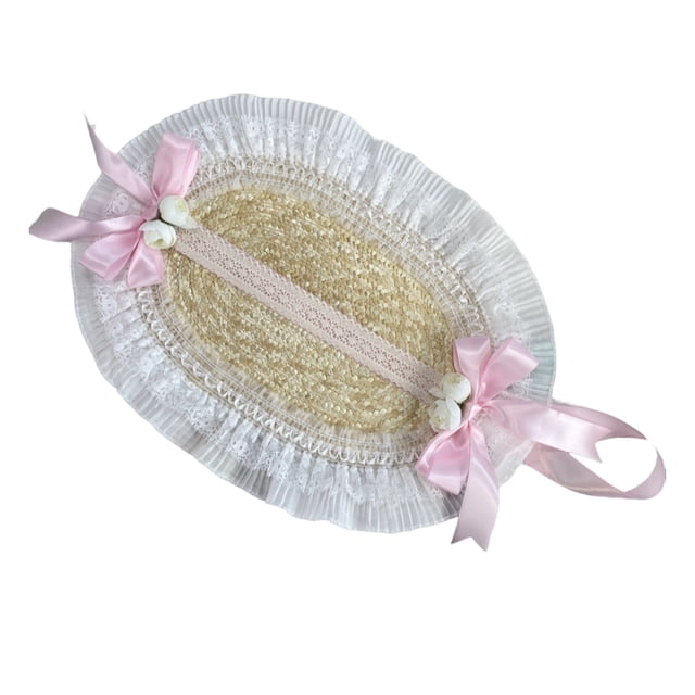 relayinert Ruffle Flat Top Hat For Tea Party Pastoral Straw Hat Parent-Children Bonnet New French Rural Style type+6