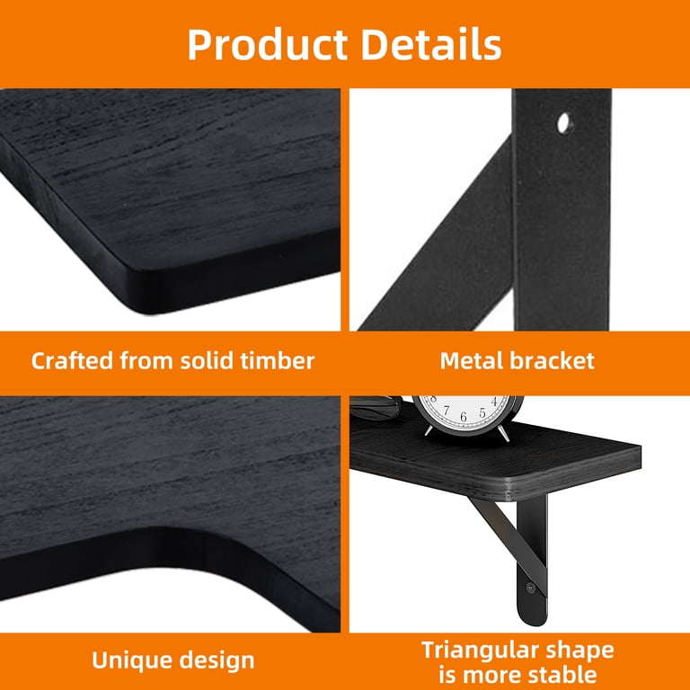 Fairy 5-Tier Arc Corner Floating Shelves, Black photo 5