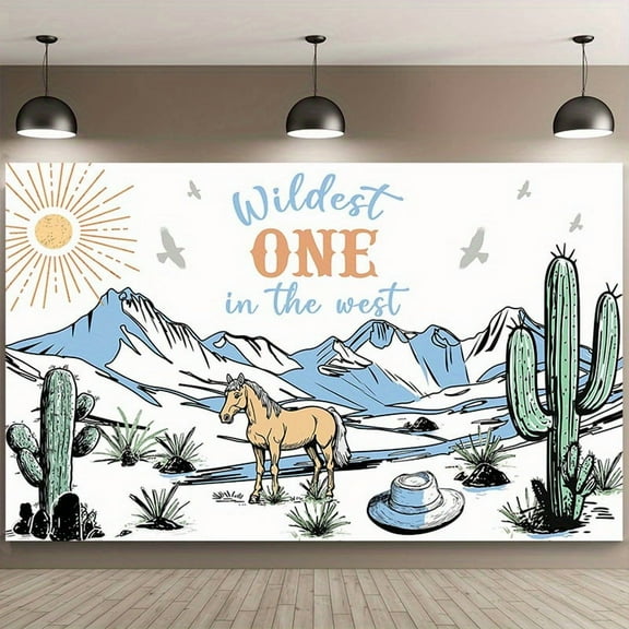 Cowboy 1st Birthday Backdrop Wildest One in The West Birthday Photography Background Western Rodeo First Birthday Baby Shower Party Decorations Banner Supplies Photo Booth Props